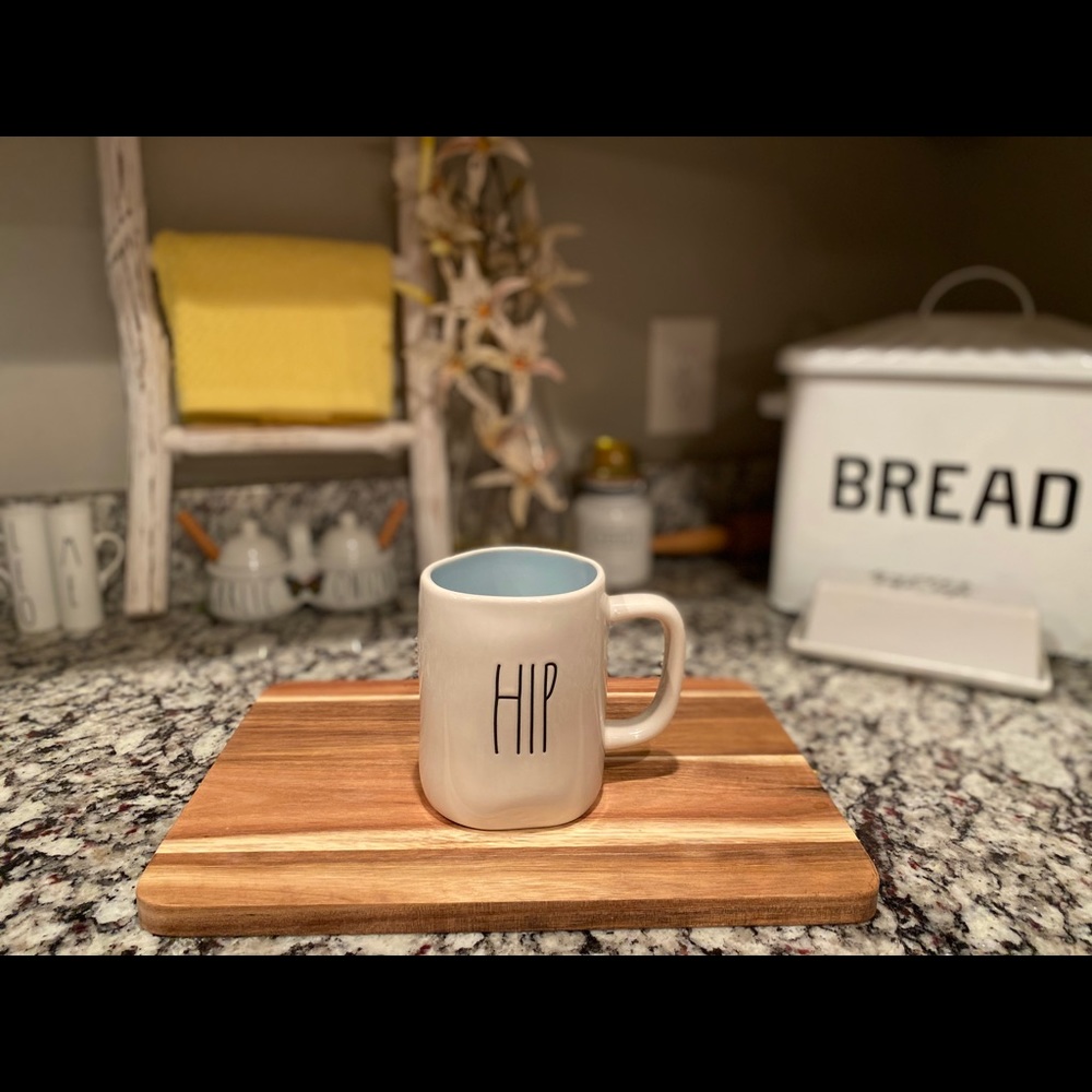 Rae Dunn 2 sided HIP HOP mug pastel blue interior